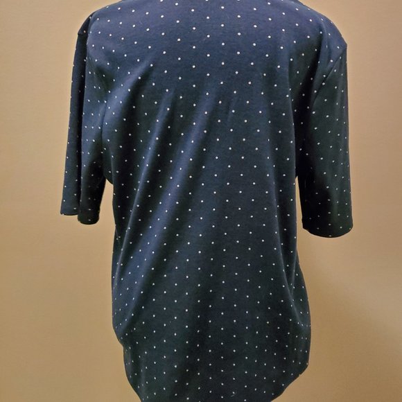 Navy /White Polkadot Scoop neck Tee - Picture 3 of 4